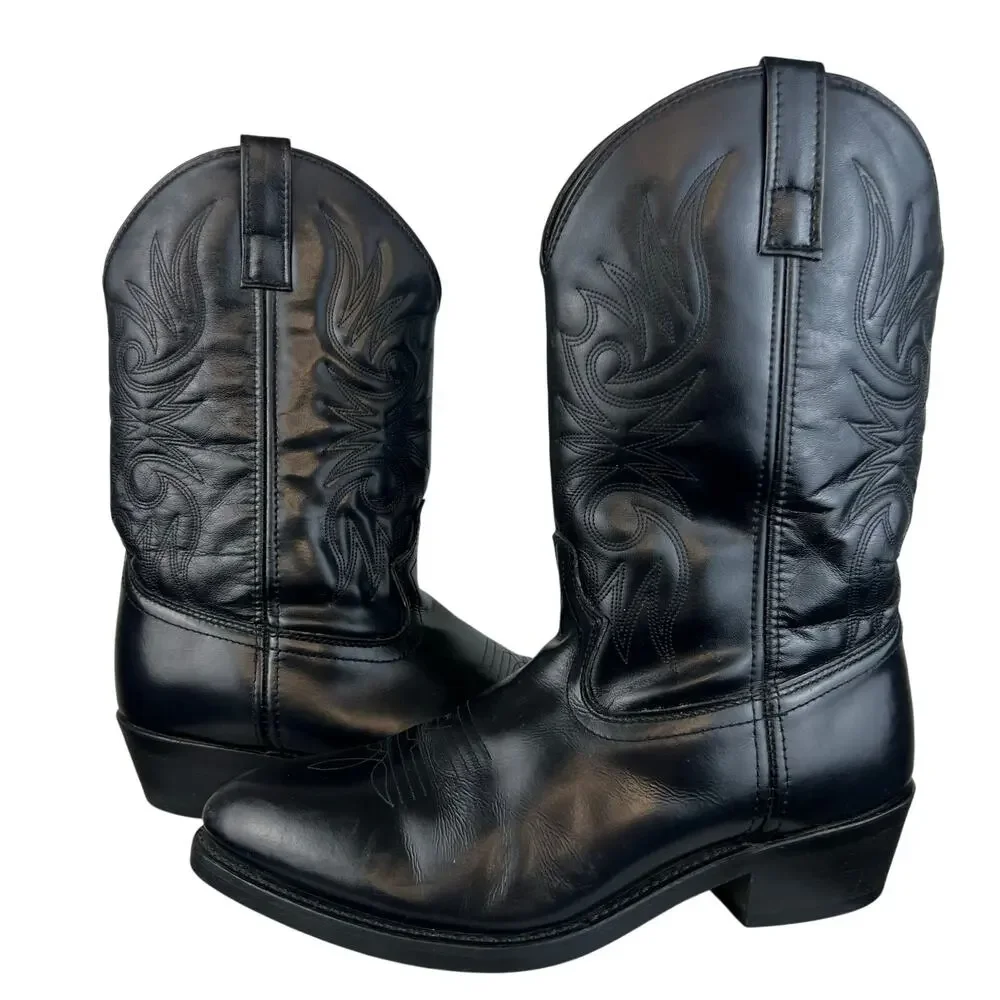 Laredo Men's Black Genuine Leather Paris Western Cowboy Boots (Sz 11 Extra Wide)